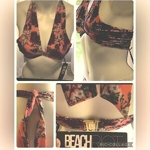 BeachRiot Pretty in the Street Rouched Sides Bikini Halter Top NWT TAG ($100)